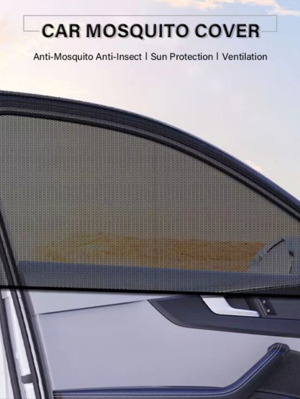 New! 2 Pack Car Rear Side Window Mesh Shade for Ventilation Cooling Insect Repel - Picture 5 of 6